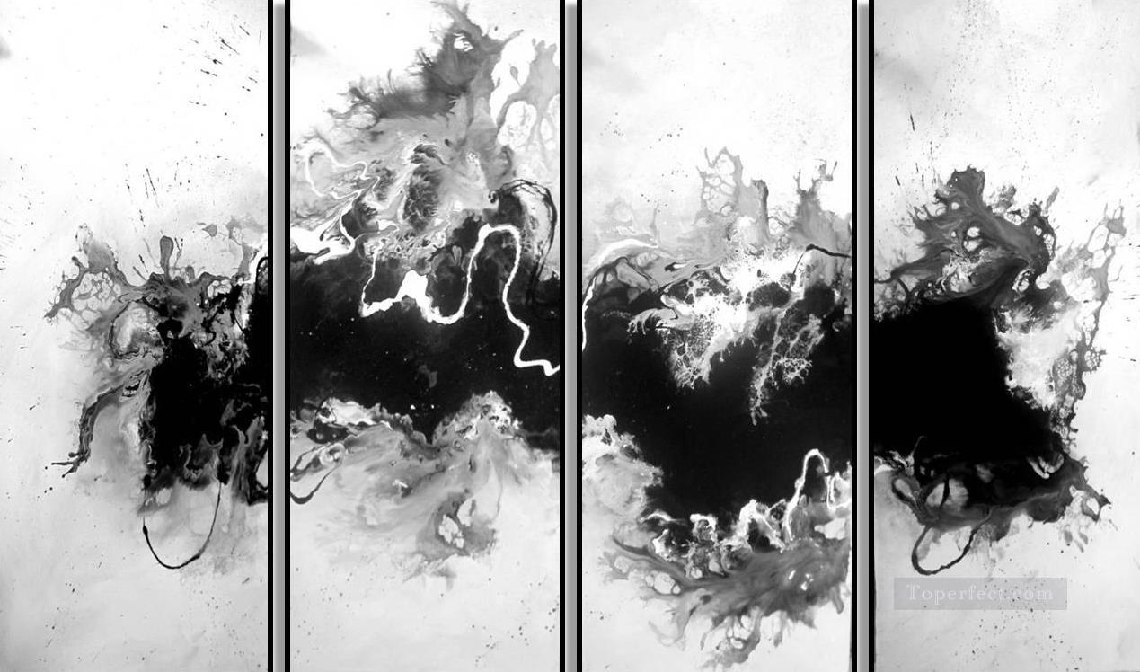 black and white in 4 panels Oil Paintings